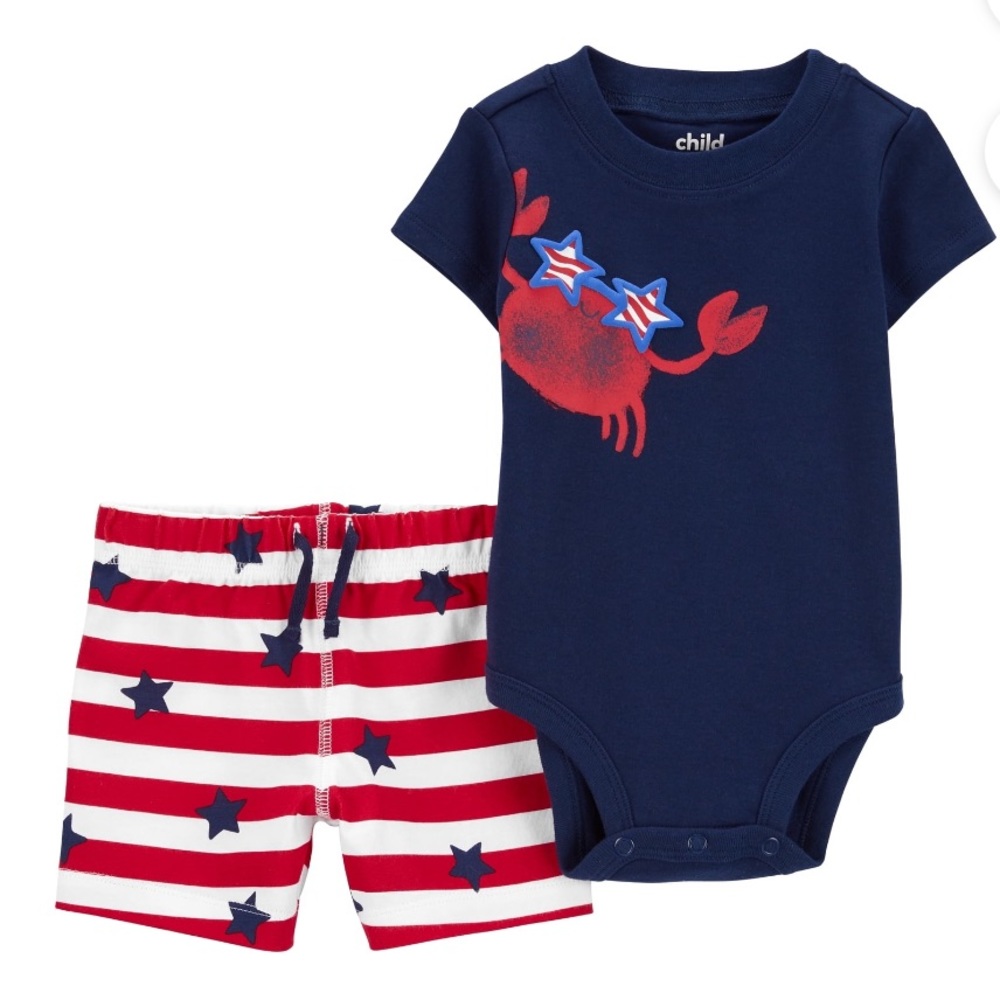 Carter's Child of Mine Baby Boy Patriotic Bodysuit Pant Set 2-Piece 4th July